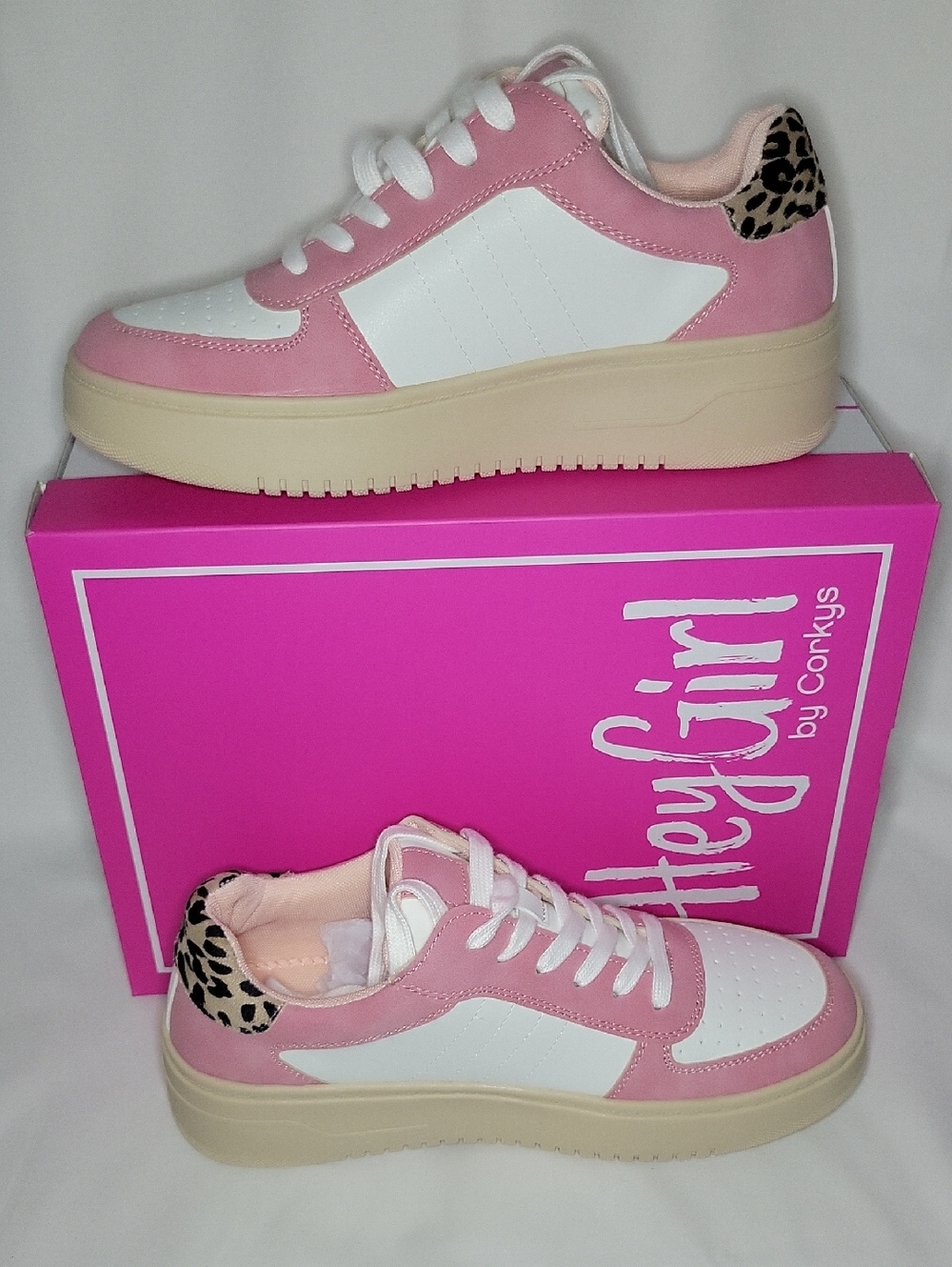 Hey Girl By Corky's Pregame Pink & White Sneakers Sz 9 (39)